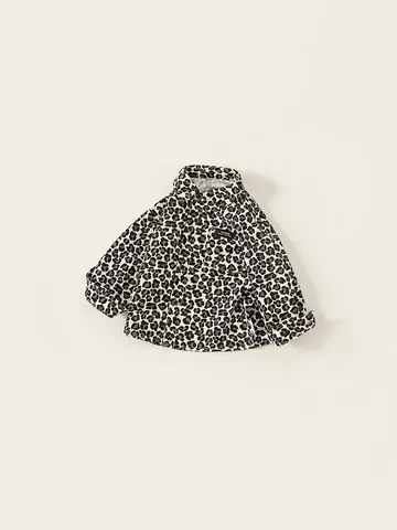 Jungen Casual Leopardenmuster Langarm Hemd Umlegekragen Polyester Oberteil Frühling Herbst Kinder Mode Knopfleiste Hemd