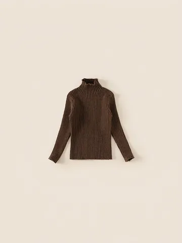 Kids Children Turtleneck Sweater Ribbed Knit Pullover Solid Color Long Sleeve Top For Boys Girls Autumn Winter Casual Wear