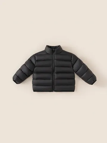 Piumino Leggero in Piuma d'Anatra Bianca per Bambini Collo Alto Antivento Caldo Cappotto per Ragazzi Ragazze Trapuntato