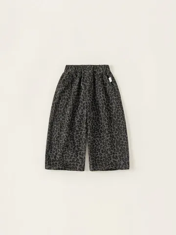 Pantaloni Casual Leopardati in Cotone 100% per Bambini Ragazzi Ragazze Vita Elastica Gamba Larga Grigio Primavera Autunno Moda