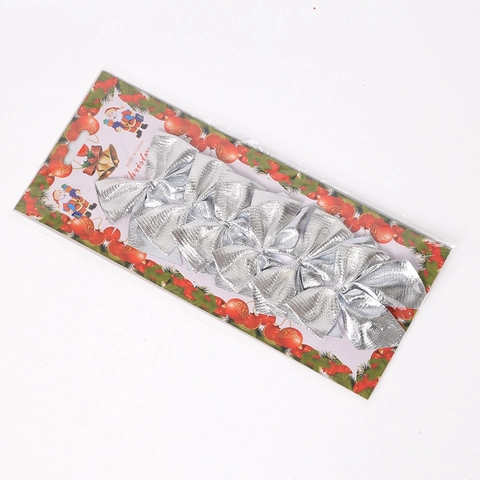 Lazos de Navidad Plateados para Decoración de Árbol de Navidad PET Franela Mini Adornos Brillantes para Envolver Regalos Decoración