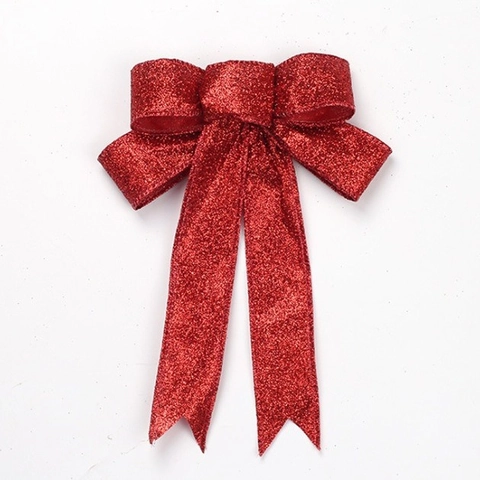 Christmas Glitter Bow Decoration Fabric Sealing Edge Sequin Bowknot For Xmas Tree Gift Box Wedding Party Home Ornament