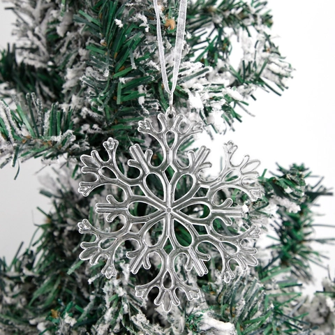Colgantes de Navidad Trasparentes de Plástico Alce Copo de Nieve Ángel Carámbano para Decoración de Árbol de Navidad Fiesta