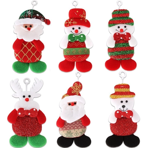 Ornements à Suspendre pour Arbre de Noël Assortis Peluche Père Noël Bonhomme de Neige Renne Ours Pendentifs pour Fête de Noël Maison