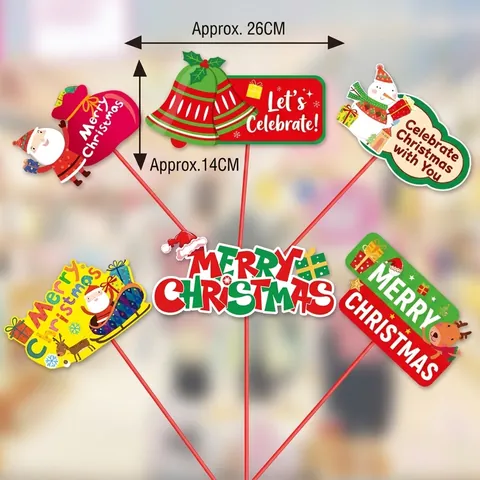 Christmas Photo Booth Props Cardboard Santa Claus Snowman Reindeer Signs For Holiday Party Decoration Festive Celebration Supplies