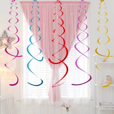 Christmas Hanging Swirl Decorations Laser PET Double Spiral Swirls For Mall Bar Holiday Party DIY Ceiling Ornaments