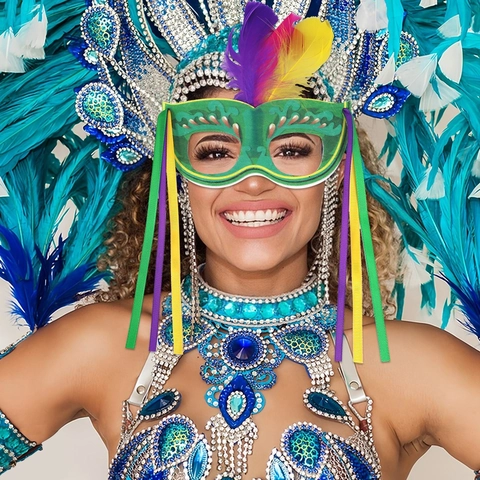 Brazil Carnival Party Glasses Frame With Feathers And Tassels For Mardi Gras Masquerade Decoration Festive Costume Eyewear