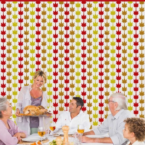 Thanksgiving Ahornblatt Folienfransenvorhang Metallisch Herbst Hintergrund Dekorationen Für Ernte Party Heimwand Dekor