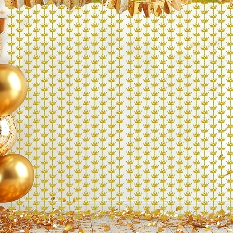 Laser Glitzer Krone Fransenvorhang PET Quasten Hintergrund Für Kinder Geburtstag Party Feier Veranstaltungsort Dekoration