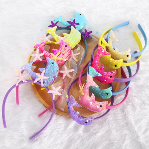 Cerchietto Delfino e Stella Marina con Paillettes Tema Oceano per Decorazioni Festa di Compleanno Bambini Mermaid