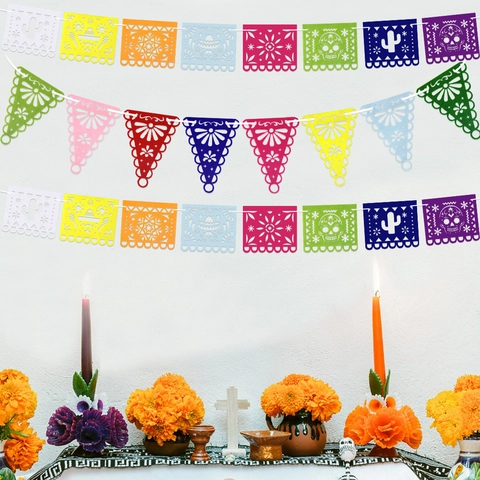 Banner Messicano Papel Picado Ghirlanda Colorata Cinco De Mayo Giorno Dei Morti Decorazioni Per Feste Striscione Intagliato Per Atmosfera Festiva