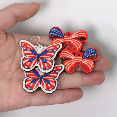 Unabhängigkeitstag USA Flagge Stern Adler Hut Schmetterling Eis Dangle Ohrringe Damen 4. Juli Patriotischer Schmuck Geschenk