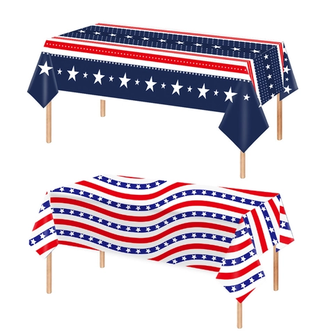 Nappe Jetable en PET pour le Jour de l'Indépendance Drapeau Américain Étoiles Rayures Décoration de Fête Patriotique