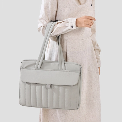 Borsa Tote per Laptop in Tela Trapuntata Minimalista Donna Moda Borsa a Tracolla Protettiva per iPad per Studenti