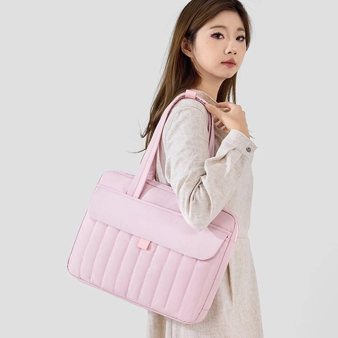 Borsa Tote per Laptop in Tela Trapuntata Minimalista Donna Moda Borsa a Tracolla Protettiva per iPad per Studenti
