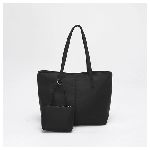 Borsa Tote da Donna in Nylon di Grande Capacità Borsa a Spalla Minimalista Con Mini Borsa Borsa a Mano Casual Quotidiana Set da 2 Pezzi