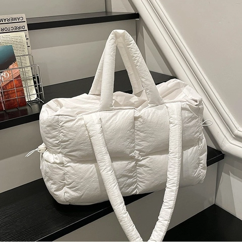 Bolso Tote Acolchado para Mujer Ligero Bolso de Hombro Acolchado Gran Capacidad Bolso de Mano Moda Bolso de Nailon Suave para Oficina