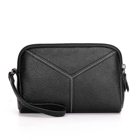 Borsa per Cellulare da Donna in Pelle PU con Cuciture a Y a Contrasto Pochette con Cerniera Piccola Borsa Quadrata Portamonete Street Trendy