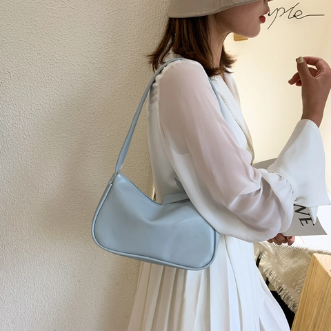 Women Fashion PU Leather Underarm Bag Minimalist Small Square Shoulder Bag Solid Color Hobo Bag For Daily Casual Women Bag
