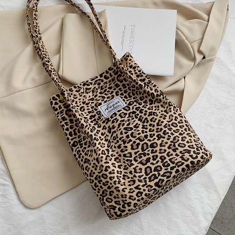 Κορεάτικο Στυλ Πάνινη Τσάντα Tote με Animal Print και Μπρελόκ Αρκουδάκι Λεοπάρ Πεταλούδα Ζέβρα Αγελάδα Γυναικεία Τσάντα Ώμου