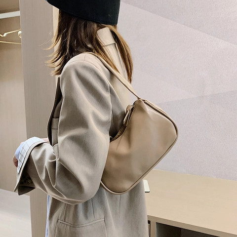 Borsa a Spalla Sottobraccio in Pelle PU Minimalista in Stile Coreano Per Donna Borsa a Mano Piccola Versatile Retrò