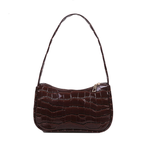 Women Crocodile Pattern PU Leather Underarm Bag Vintage Baguette Shoulder Bag Fashion Casual Small Square Handbag For Daily