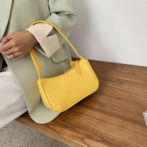 Französischer Stil Vintage Baguette Tasche Damen PU Leder Unterarmtasche Minimalistisch Kleine Schultertasche Handtasche