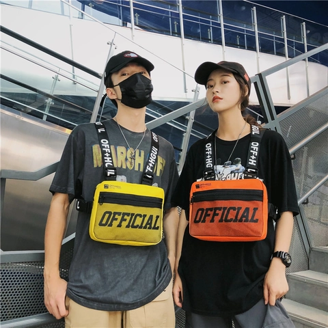 Streetwear Oxford Fabric Chest Rig Bag Fashion Vest Bag With Adjustable Letter Straps For Men Women Tactical Hip Hop Bag