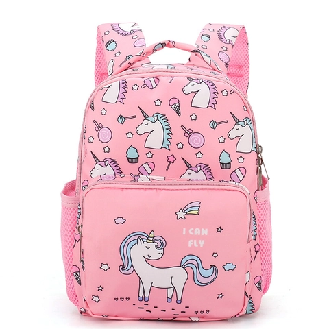 Cartoon Unicorn Toddler Backpack For Girls Printed Nylon Preschool School Bag Breathable Lightweight Waterproof Children Knapsack