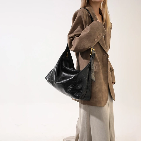 Damen Große Hobo Schultertasche Vintage Karo Wollen PU Leder Umhängetasche Einfache Urban Commuter Tote Bag Für Den Alltag