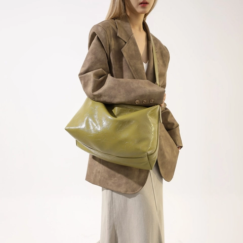 Damen Große Hobo Schultertasche Vintage Karo Wollen PU Leder Umhängetasche Einfache Urban Commuter Tote Bag Für Den Alltag