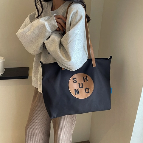 Damen Minimalistische Große Canvas Tragetasche Urban Designer Schulter Umhängetasche Für Den Täglichen Pendelverkehr Vielseitige Handtasche