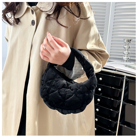 Damen Mode Gesteppte Plüsch Handtasche Weiche Rautenmuster Wolke Tote Bag Elegante Kleine Hobo Tasche Für Den Winter