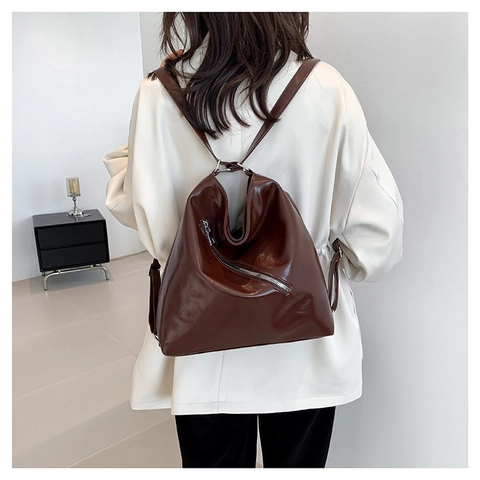 Damen Fashion PU Leder Umhängetasche Große Kapazität Hobo Tasche Mit Diagonalem Reißverschluss Urban Tote Für Den Alltag