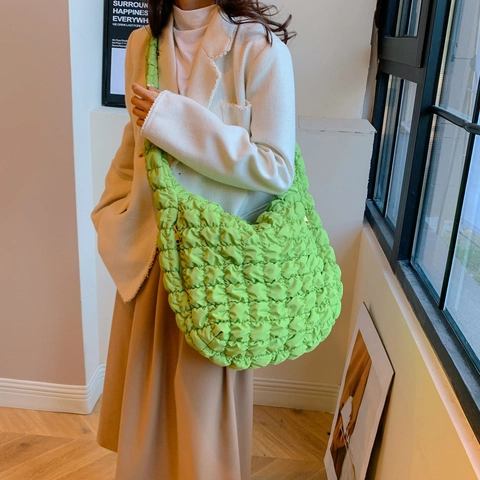 Borsa a Tracolla Nuvola Trapuntata da Donna Grande Capacità Leggera in Raso Pieghettata Borsa a Spalla Casual Hobo Borsa per Pendolari Moda
