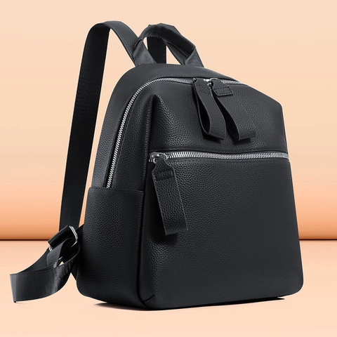 Damen Mode Litschi Muster PU Leder Rucksack Minimalistisch Urban Style Große Kapazität Diebstahlschutz Reise Alltag Tasche