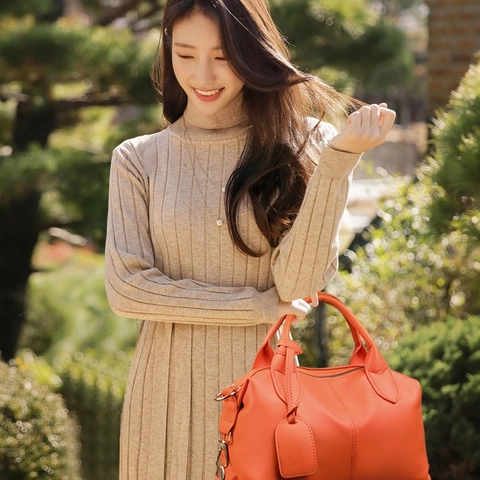 Damen Simple Boston Handtasche Lychee Muster PU Leder Schultertasche Casual Umhängetasche Große Kapazität Pendler Tasche