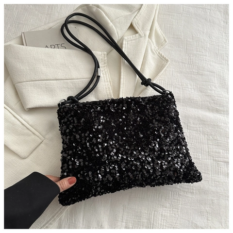 Sparkly Sequined Shoulder Bag For Women Glitter Underarm Handbag For Party Evening Daily Simple Elegant Shiny Hobo Bag