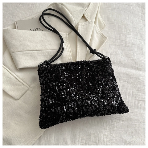 Sparkly Sequined Shoulder Bag For Women Glitter Underarm Handbag For Party Evening Daily Simple Elegant Shiny Hobo Bag
