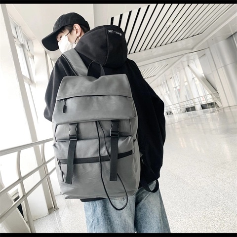 Mochila de Cuero PU de Moda para Hombres y Mujeres Minimalista Urbana Gran Capacidad Bolsa Escolar Bolsa de Hombro de Viaje