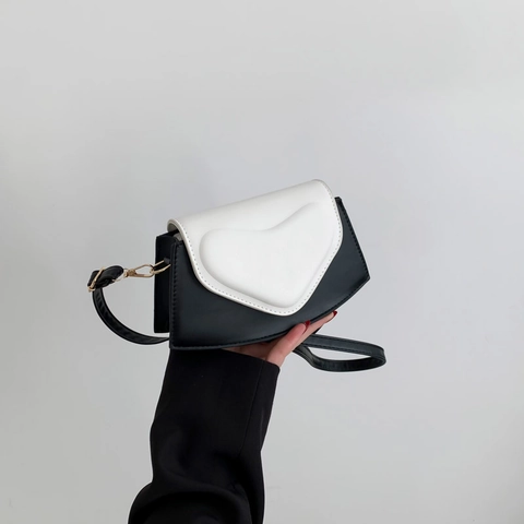 Mode Vrouwen Hart Flap Schoudertas PU Leer Kleurblok Crossbody Tas Kleine Vierkante Tas Voor Dagelijks Daten Eenvoudige Handtas