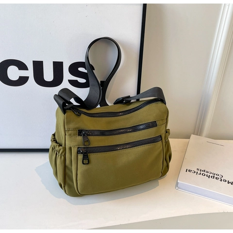 Mode Damen Multi Pocket Segeltuch Umhängetasche Minimalistische Nylon Crossbody Tasche Große Kapazität Lässige Travel Messenger Bag