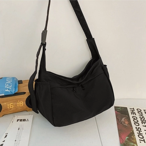 Bolso de Hombro de Nailon de Gran Capacidad para Mujer Moda Minimalista Correa Ajustable Bandolera Casual Messenger Bag Estilo Workwear Diario