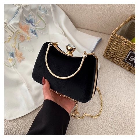 Elegante Goldene Samt Abendtasche Für Damen Strassverschluss Metallgriff Schultertasche Clutch Für Bankett Hochzeit Party Handtasche