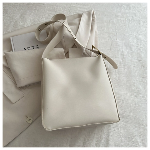 Borsa a Spalla a Secchiello in Pelle PU Minimalista da Donna Grande Capacità Tracolla Larga Regolabile Borsa a Tracolla Urbana