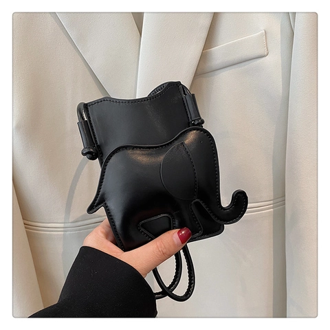 Damen Elefantenform PU Leder Umhängetasche Süßes Tier 3D Mini Crossbody Tasche Kleine Handtasche Handy Geldbörse Fashion