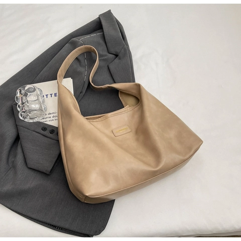 Damen Mode PU Leder Große Shopper Tasche Einfache Hobo Umhängetasche Lässige Vielseitige Handtasche Für Den Alltag Büro