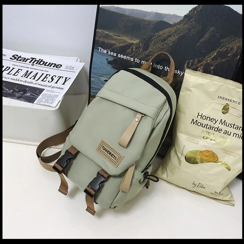 Women Nylon Chest Bag Mini Backpack Trendy Crossbody Shoulder Bag With Buckle Strap Urban Minimalist Daily Outdoor Bag
