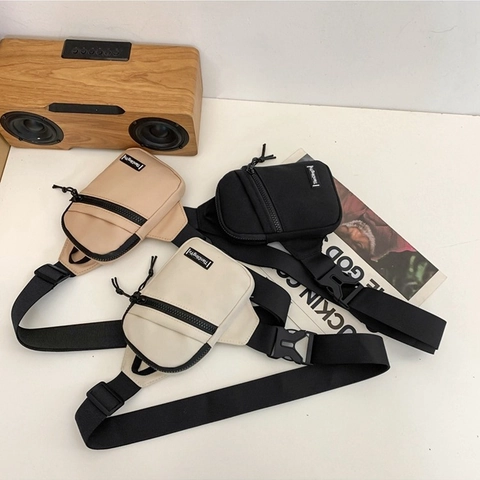 Bolso de Pecho de Nailon Minimalista para Mujer Moda de Color Sólido Bolso Bandolera Correa Ajustable Múltiples Bolsillos con Cremallera Bolso de Hombro Pequeño al Aire Libre