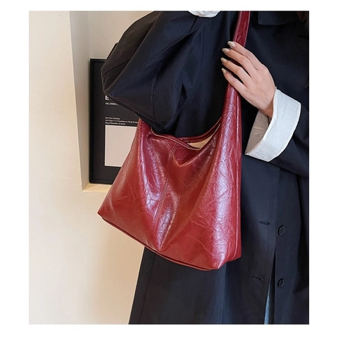 Bolso de Mano de Cuero PU Plisado de Gran Capacidad para Mujer Bolso de Hombro Hobo Suave Bolso de Viaje Diario Versátil